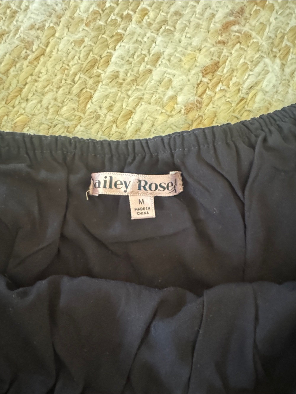 Black Smocked Mini Skirt with Stretch Waistband - Picture 3 of 5